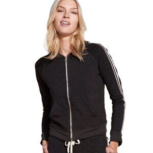 Sundry Gray Metallic Striped Track Jacket 1 (S 4/6) Fitted V-Neck Sporty Preppy